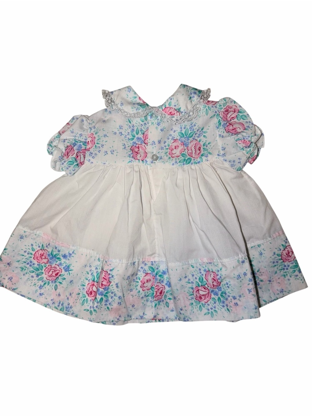 Vintage 1990s 90s Mayfair Baby Girl Floral Lace Coquette Dress 6-9m Cottagecore - Picture 2 of 3